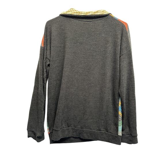 7th Ray LS Collared Women Unisex T Shirt Boho Pouch Pocket Aztek M/L - Picture 6 of 7